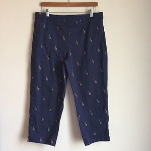 Coldwater Creek Navy and Gold Giraffe Crop Pants
